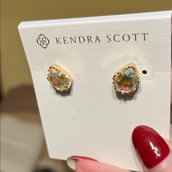 New Kendra Scott Gold and Iridescent Stud Earrings - Picture 3 of 8